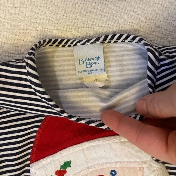 Bailey Boys Blue and White Striped Santa Holiday Long Sleeve Tunic Dress - Picture 3 of 4